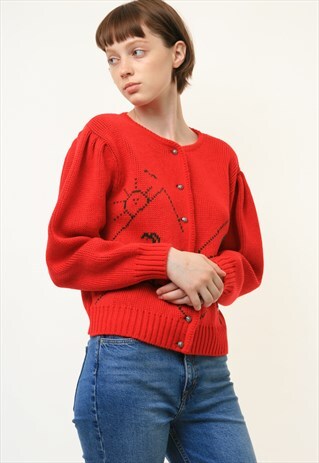 EMBROIDERED KNITWEAR BUTTONS UP JUMPER SWEATER 4023