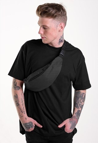 CROSS BODY REFLECTIVE FESTIVAL TOTE MAN BAG - BLACK GREY