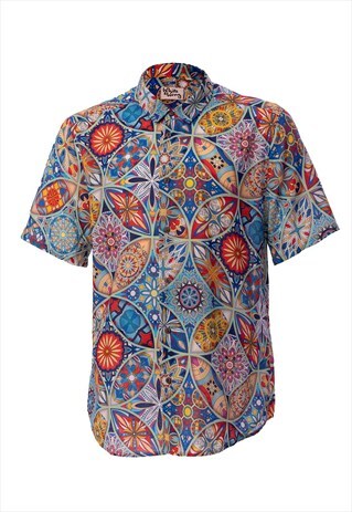 VINTAGE MANDALA BLUE SHIRT