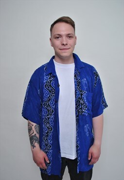 Rave Men Shirt vintage 90's abstract pattern shirt 