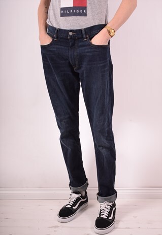 POLO RALPH LAUREN MENS VINTAGE JEANS W34 L34 BLUE 90S