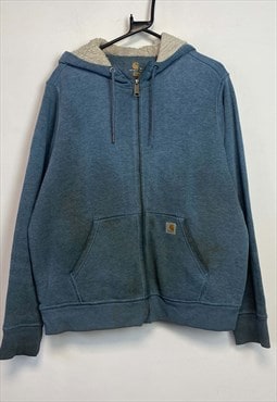 Dirt Washed Blue Carhartt zip up Heavyweight Hoodie Men's XL