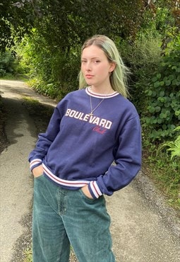 Vintage Boulevard Club Size S Embroidered Sweatshirt in blue