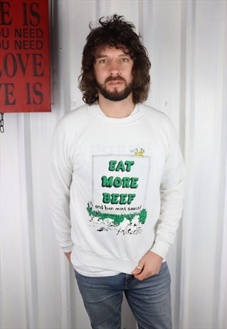 VINTAGE 90'S USA SWEATSHIRT OVERSIZED ,WHITE ,LARGE