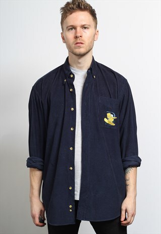 VINTAGE THE SIMPSONS CORDUROY CORD SHIRT BLUE