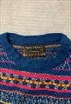 VINTAGE KNITTED JUMPER ABSTRACT PATTERNED KNIT SWEATER