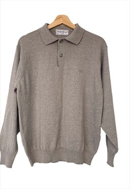 Burberry vintage grey polo sweater unisex M