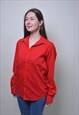 VINTAGE WOMEN BLOUSE, 90S RED BUTTON UP SHIRT FOR WORK 