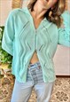 1990's vintage turquoise double zip knit cardigan