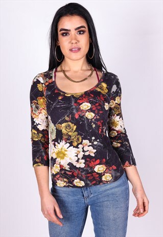 VINTAGE JUST CAVELLI 3/4 LENGTH T-SHIRT T925