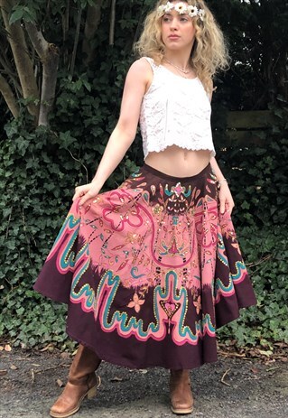 Vintage Bohemian Midi Skirt