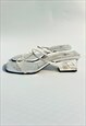 FENDI SANDALS HEELS ZUCCA ZUCCHINO HEEL SILVER LEATHER EU 38