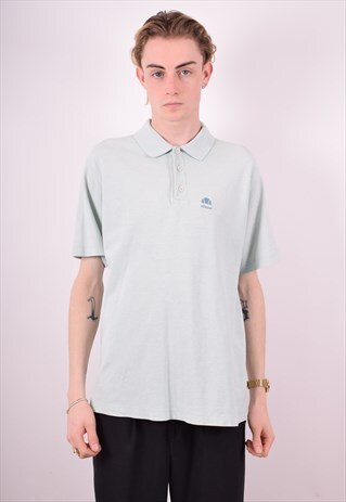 ELLESSE MENS VINTAGE POLO SHIRT MEDIUM BLUE 90S