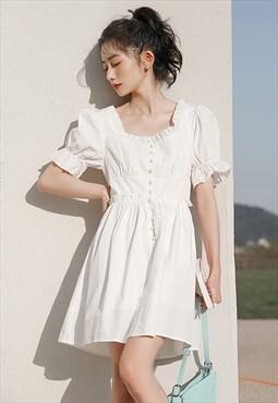 Babydoll Mini Dress - White