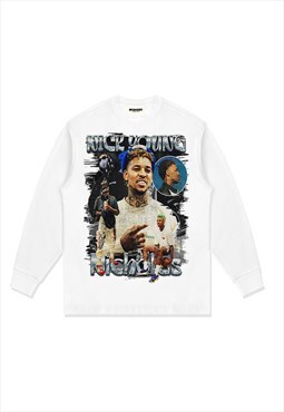 White Nick Young   Long Sleeve fans T shirt tee NBA