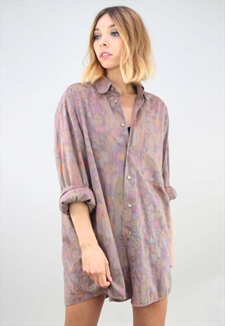 VINTAGE OVERSIZED LONG SLEEVE PATTERNED SHIRT