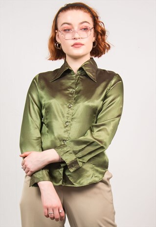 VINTAGE 70'S METALLIC GREEN SHIRT