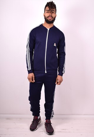 MENS VINTAGE FULL TRACKSUIT SMALL BLUE 90S