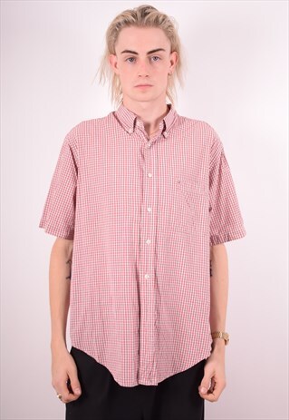 RALPH LAUREN MENS VINTAGE SHIRT MEDIUM RED CHECK 90S