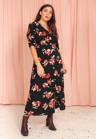 VINTAGE 90S MIDI DRESS IN FLORAL PRINT