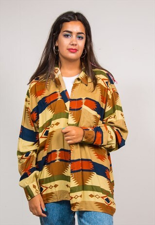 VINTAGE 90'S MULTICOLOUR AZTEC PATTERN SHIRT
