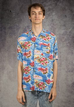 90s hawaiian shirt, with colorful summer pattern