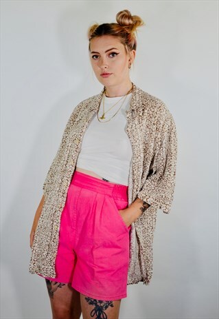 VINTAGE OVERSIZED PATTERN SHORT SLEEVE SUMMER PATTERN SHIRT