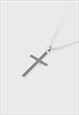 54 FLORAL 24" MINI CROSS PENDANT NECKLACE CHAIN - SILVER