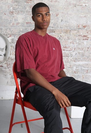 VINTAGE CHAMPION LOGO T-SHIRT RED