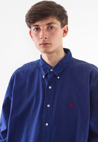 VINTAGE POLO RALPH LAUREN 90S BLUE LONG SLEEVE