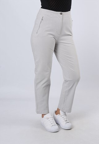 HIGH WAISTED TROUSERS CHECKED TAPERED UK 10 (DKBF)