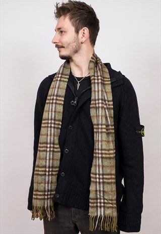 VINTAGE BURBERRY GREEN CASHMERE SCARF