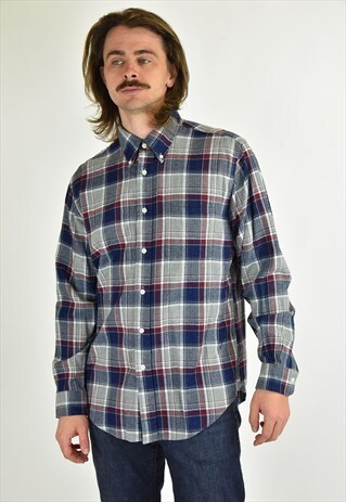 VINTAGE 90'S BROOKS BROTHERS LONG SLEEVE PLAID GREY SHIRT