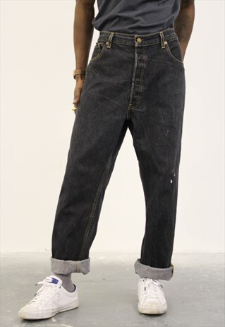 VINTAGE BLACK LEVI'S PAINT 501 JEANS