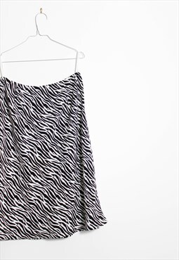 90s grunge y2k punk black white zebra stripe midi skirt