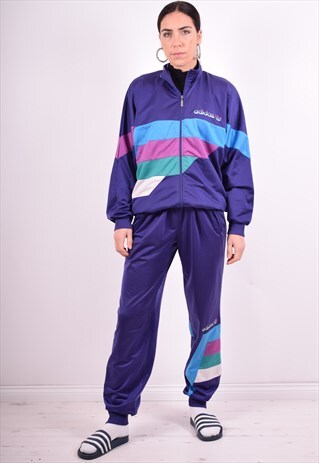 ADIDAS WOMENS VINTAGE FULL TRACKSUIT XL PURPLE 90'S