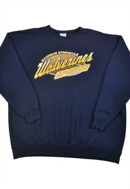 Vintage Wolverines Sports Sweatshirt Navy XL