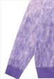 FLUFFY TURTLENECK SWEATER GRADIENT KNITTED JUMPER IN PURPLE