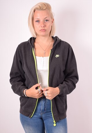 NIKE WOMENS VINTAGE HOODIE JACKET MEDIUM GREY 90S