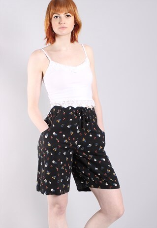 VINTAGE 80S FLORAL PATTERNED HIGH WAISTED SHORTS