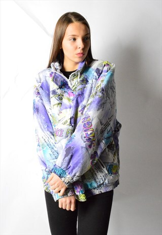 VINTAGE 90S COLOURFUL 1/2 ZIPPER SKI JACKET