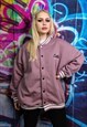 COLLEGE VARSITY JACKET PU AMERICAN SLOGAN BOMBER PASTEL PINK