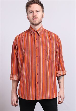 VINTAGE CORDUROY CORD STRIPED SHIRT