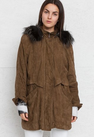 VINTAGE GREEN CONCERTO SUEDE PARKA COAT