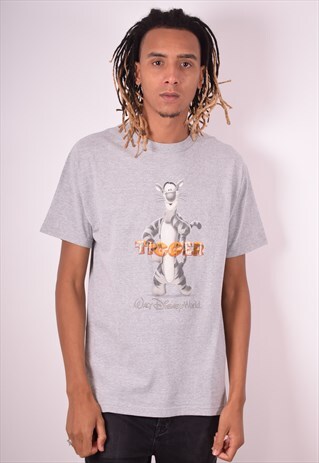 DISNEY MENS VINTAGE T-SHIRT TOP LARGE GREY 90S