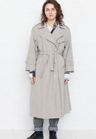 VINTAGE LIGHT GREY TRENCH COAT