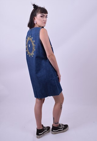 VINTAGE 80'S REWORKED DENIM DRESS SIZE 14 16 18