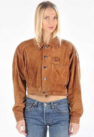 V INTAGE SUEDE BOMBER JACKET CROPPED