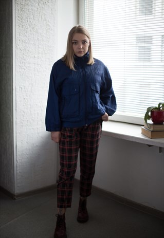 VINTAGE 80'S NAVY SHIMMERING BOMBER JACKET