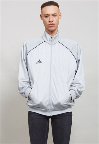CLASSIC VINTAGE SILVER ADIDAS TRACKSUIT JACKET